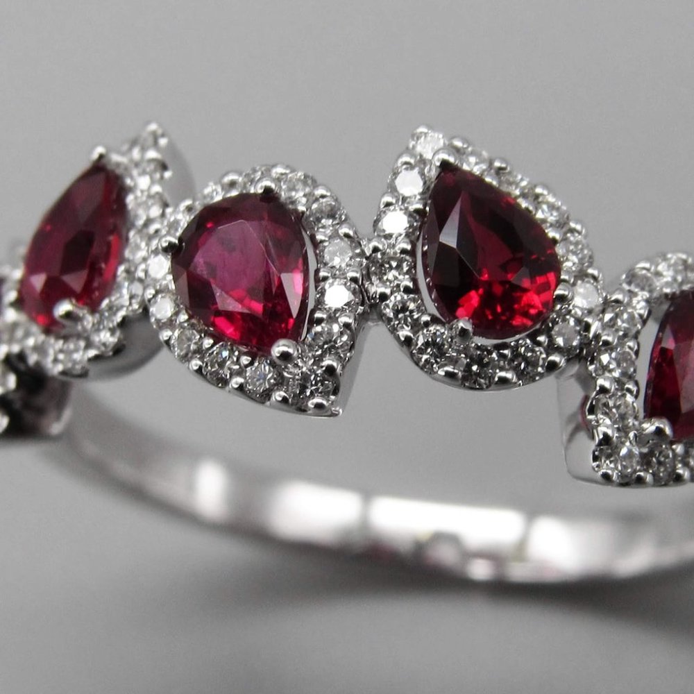 NEW! Ruby and Diamond Ring 14k White Gold size 7 - Picture 4 of 5